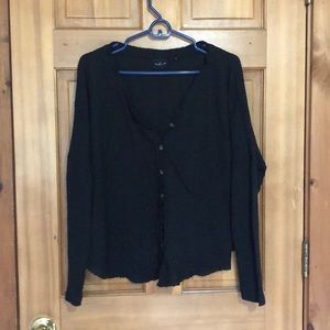 Urban Outfitters Black Waffle Button Up